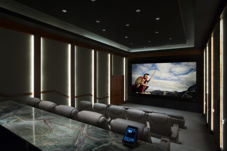 Rear view of a Modern Home Theater Seating with Color Blocking