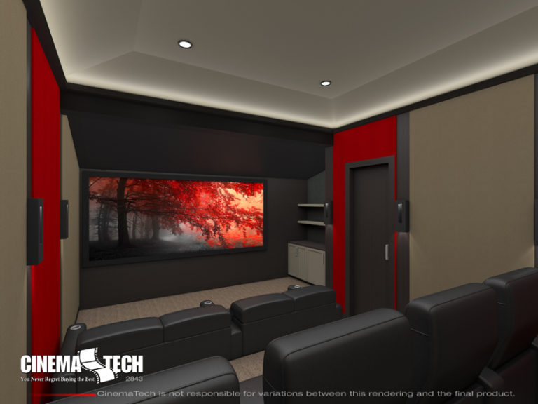 Rear view of a Red Home Theater