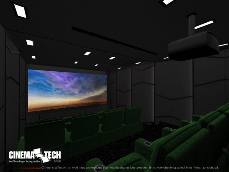 CinemaTech Luxury Home Theater interior design with luxury home theater seating and home theater acoustical treatment