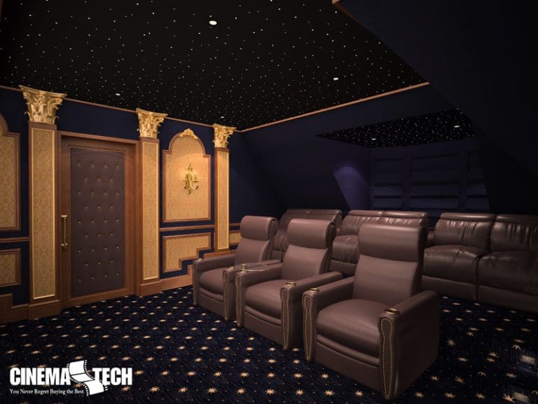 Blue & Gold Art Deco Theater with Star Ceiling