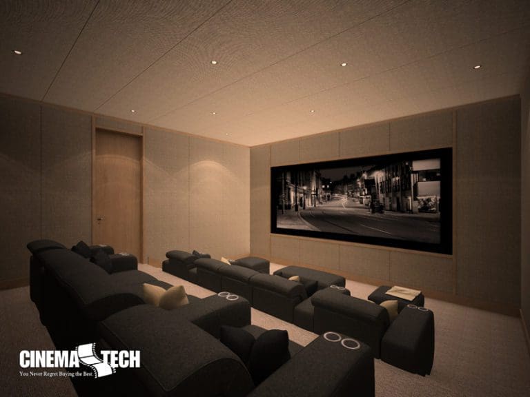 CinemaTech Luxury Home Theater interior design with luxury home theater seating and home theater acoustical treatment