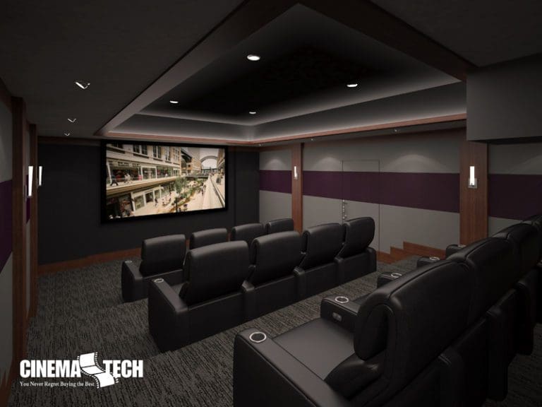 CinemaTech Luxury Home Theater interior design with luxury home theater seating and home theater acoustical treatment