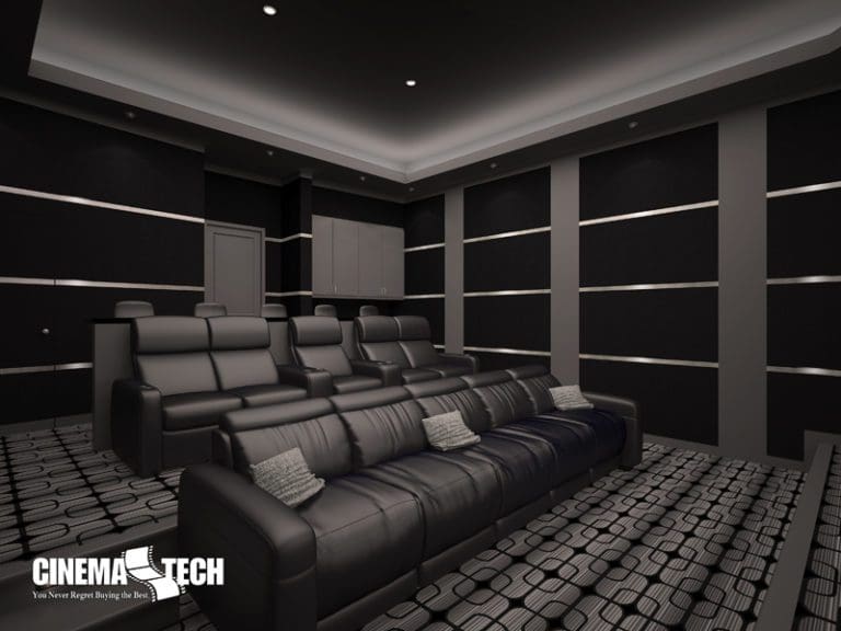 CinemaTech Luxury Home Theater interior design with luxury home theater seating and home theater acoustical treatment