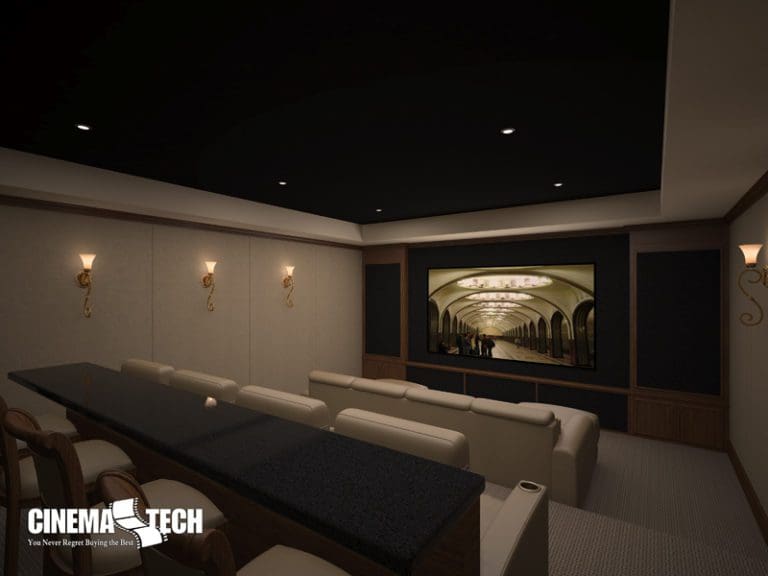 CinemaTech Luxury Home Theater interior design with luxury home theater seating and home theater acoustical treatment