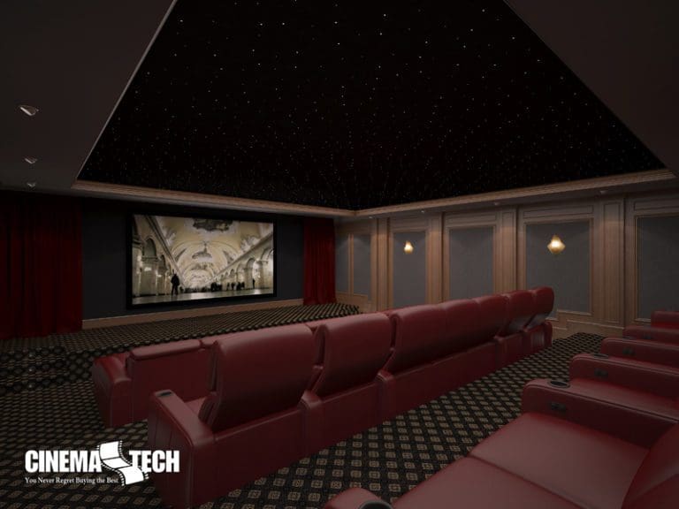 CinemaTech Luxury Home Theater interior design with luxury home theater seating and home theater acoustical treatment