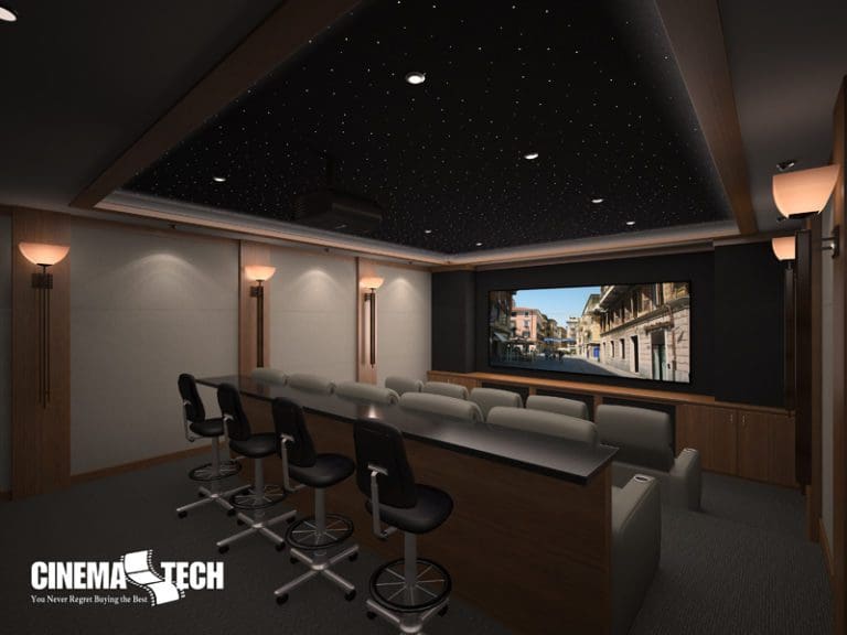 CinemaTech Luxury Home Theater interior design with luxury home theater seating and home theater acoustical treatment