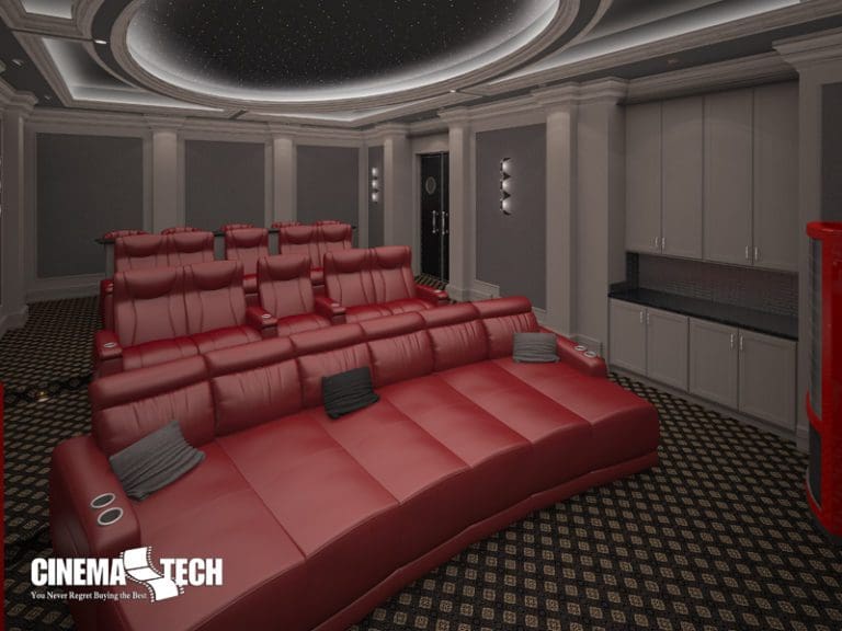 CinemaTech Luxury Home Theater interior design with luxury home theater seating and home theater acoustical treatment