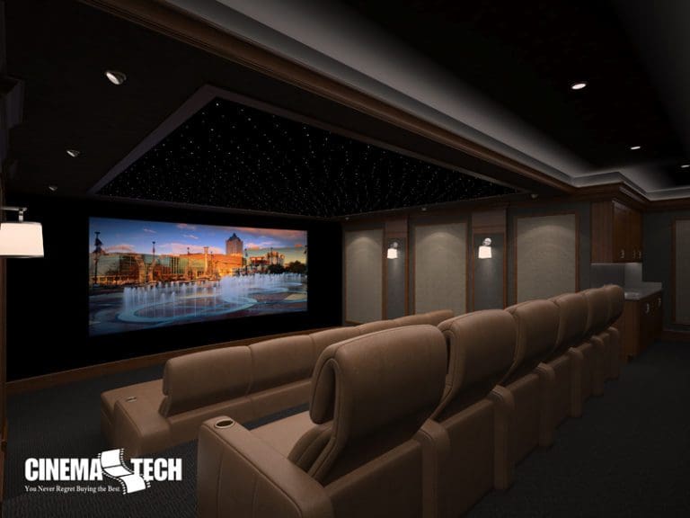 CinemaTech Luxury Home Theater interior design with luxury home theater seating and home theater acoustical treatment