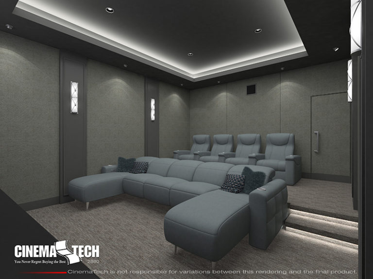 Right angle of a Modern Cinema Room with Theater Sconces