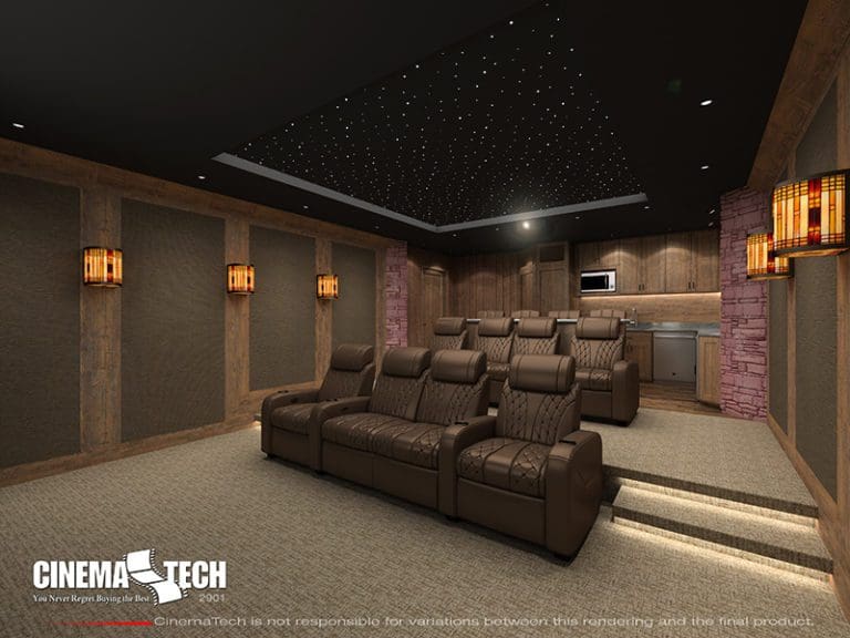 CinemaTech Luxury Home Theater interior design with luxury home theater seating and home theater acoustical treatment