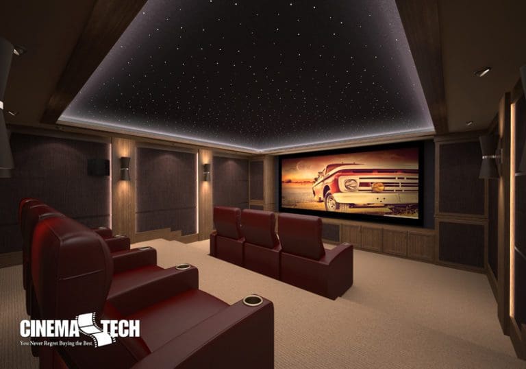 CinemaTech Luxury Home Theater interior design with luxury home theater seating and home theater acoustical treatment