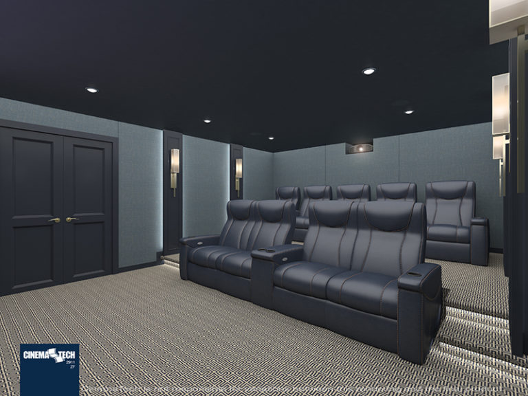 Modern Home Theater with Navy Incliners