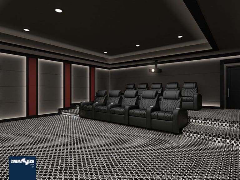 CinemaTech Luxury Home Theater interior design with luxury home theater seating and home theater acoustical treatment