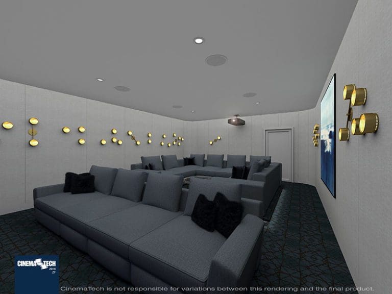 CinemaTech Luxury Home Theater interior design with luxury home theater seating and home theater acoustical treatment