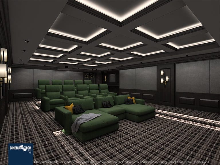 CinemaTech Luxury Home Theater interior design with luxury home theater seating and home theater acoustical treatment