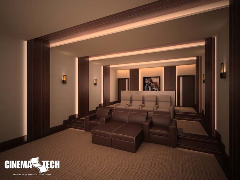 Home Theater with Centered Chaise Lounges