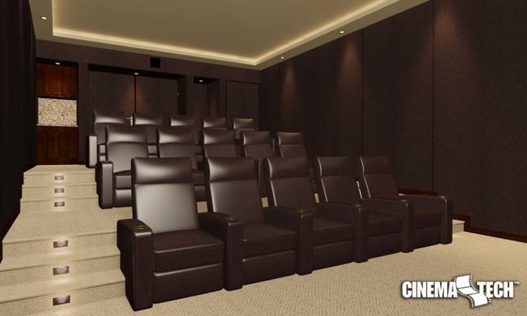 Luxury Movie Theater Style Seating in Brown Leather