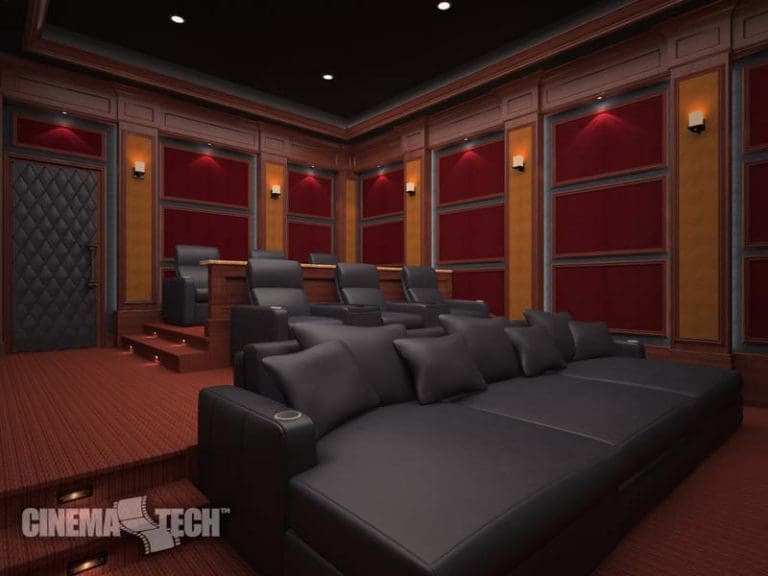 CinemaTech Luxury Home Theater interior design with luxury home theater seating and home theater acoustical treatment