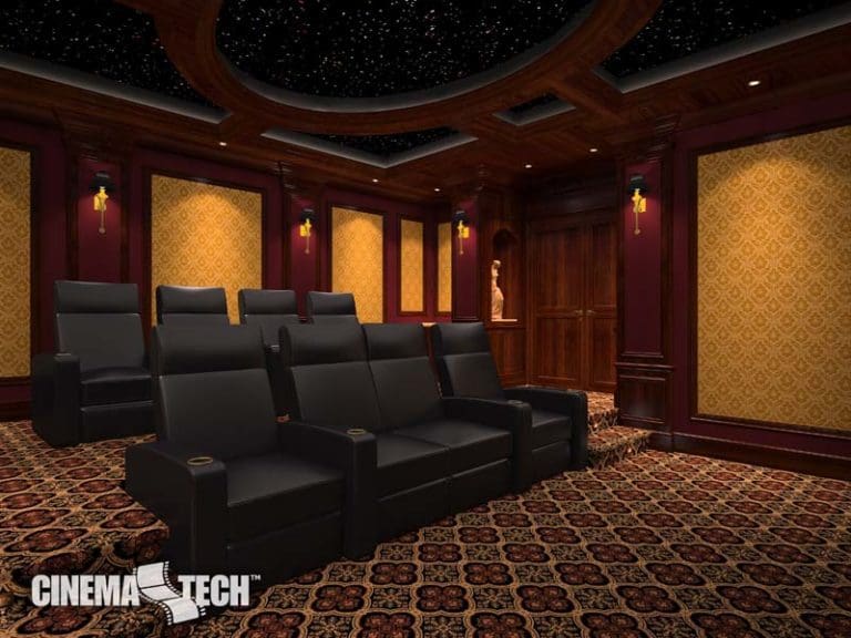 CinemaTech Luxury Home Theater interior design with luxury home theater seating and home theater acoustical treatment