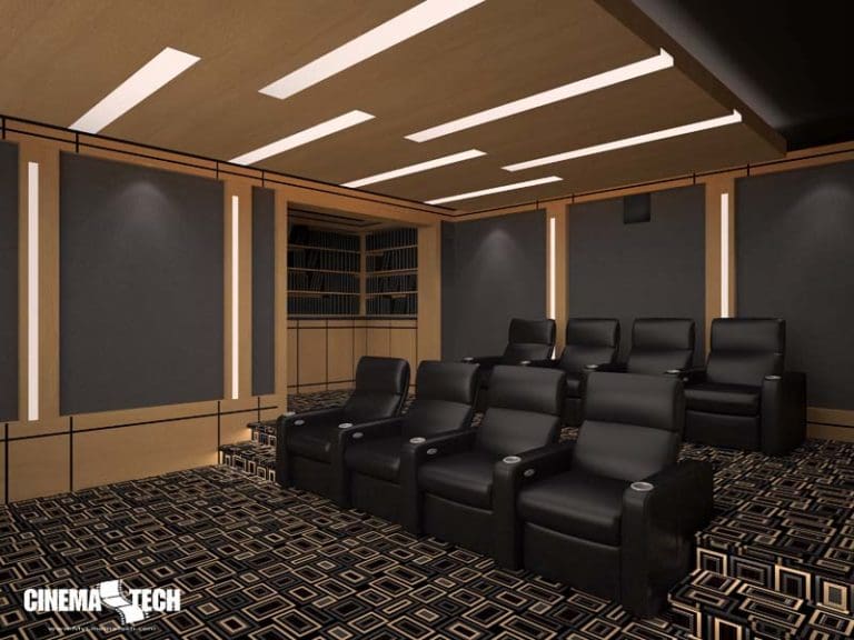 CinemaTech Luxury Home Theater interior design with luxury home theater seating and home theater acoustical treatment