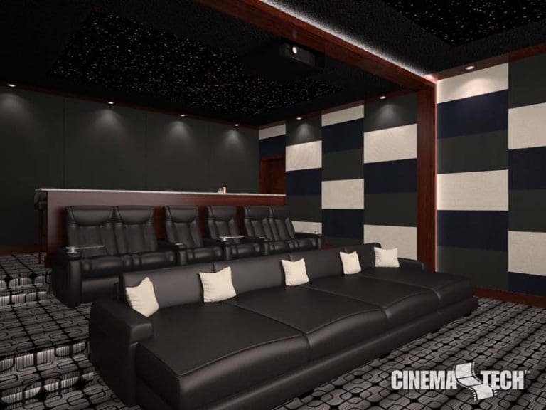 CinemaTech Luxury Home Theater interior design with luxury home theater seating and home theater acoustical treatment