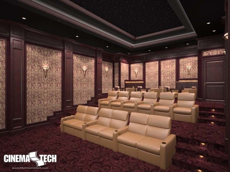 CinemaTech Luxury Home Theater interior design with luxury home theater seating and home theater acoustical treatment