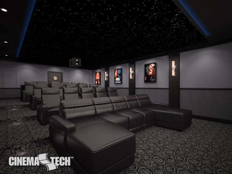 CinemaTech Luxury Home Theater interior design with luxury home theater seating and home theater acoustical treatment