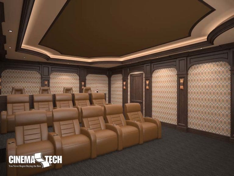 CinemaTech Luxury Home Theater interior design with luxury home theater seating and home theater acoustical treatment