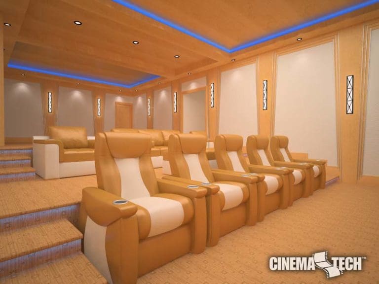 CinemaTech Luxury Home Theater interior design with luxury home theater seating and home theater acoustical treatment