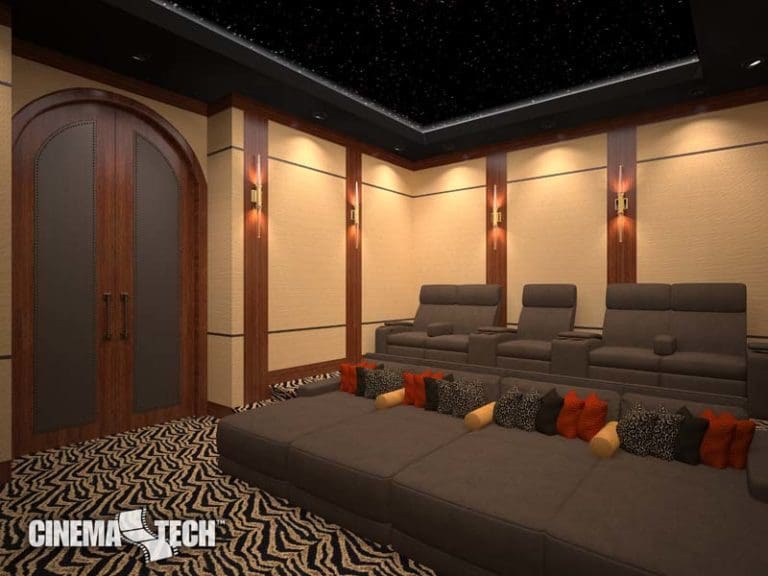 CinemaTech Luxury Home Theater interior design with luxury home theater seating and home theater acoustical treatment