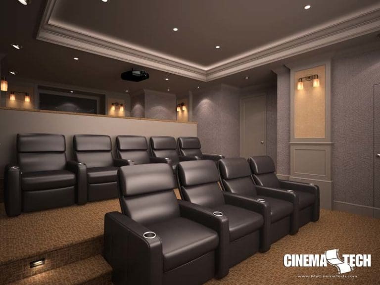 CinemaTech Luxury Home Theater interior design with luxury home theater seating and home theater acoustical treatment