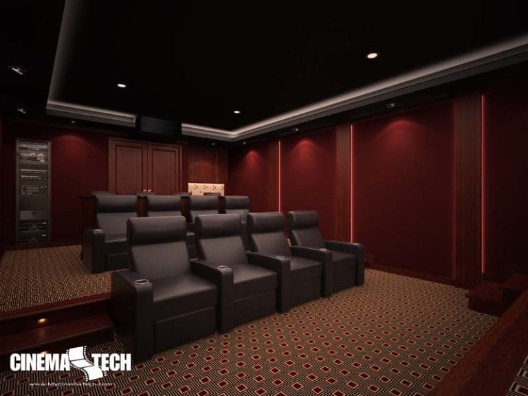 CinemaTech Luxury Home Theater interior design with luxury home theater seating and home theater acoustical treatment