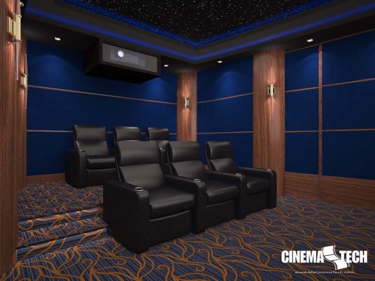 CinemaTech Luxury Home Theater interior design with luxury home theater seating and home theater acoustical treatment