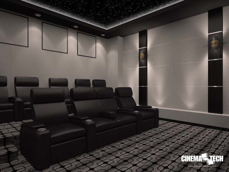 CinemaTech Luxury Home Theater interior design with luxury home theater seating and home theater acoustical treatment