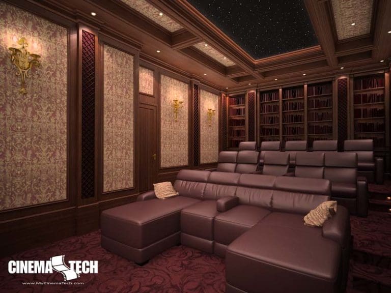 CinemaTech Luxury Home Theater interior design with luxury home theater seating and home theater acoustical treatment