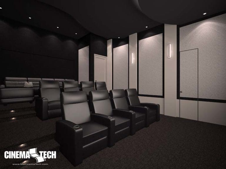 CinemaTech Luxury Home Theater interior design with luxury home theater seating and home theater acoustical treatment