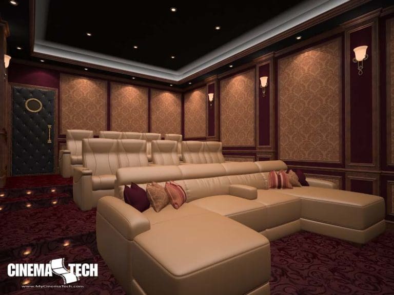 CinemaTech Luxury Home Theater interior design with luxury home theater seating and home theater acoustical treatment