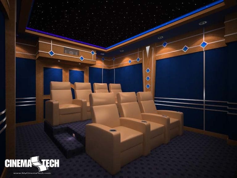 CinemaTech Luxury Home Theater interior design with luxury home theater seating and home theater acoustical treatment