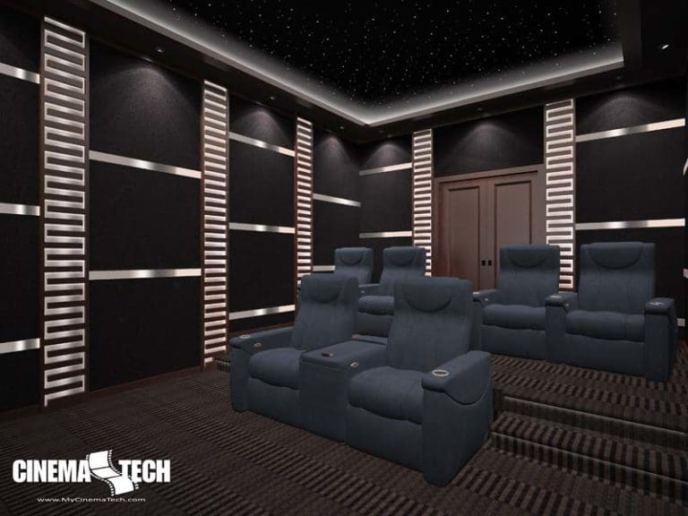 CinemaTech Luxury Home Theater interior design with luxury home theater seating and home theater acoustical treatment