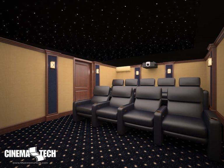 CinemaTech Luxury Home Theater interior design with luxury home theater seating and home theater acoustical treatment