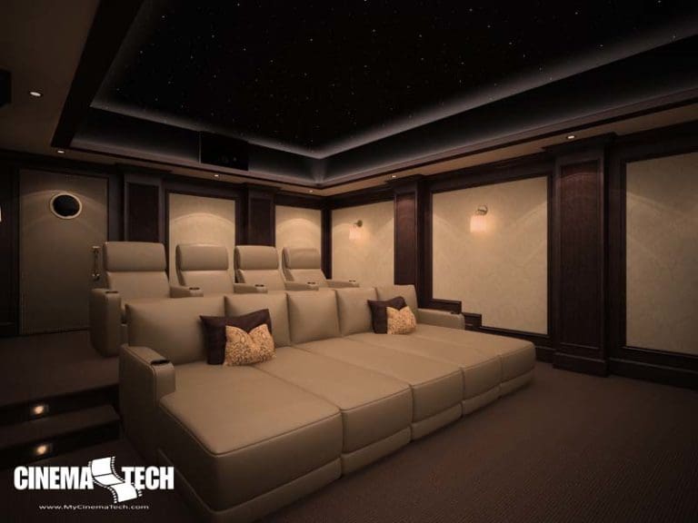 CinemaTech Luxury Home Theater interior design with luxury home theater seating and home theater acoustical treatment