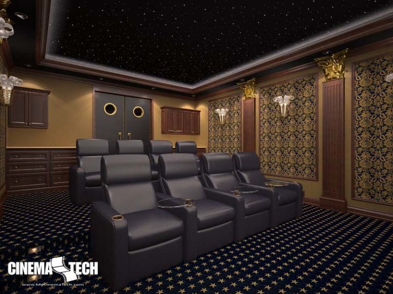 CinemaTech Luxury Home Theater interior design with luxury home theater seating and home theater acoustical treatment