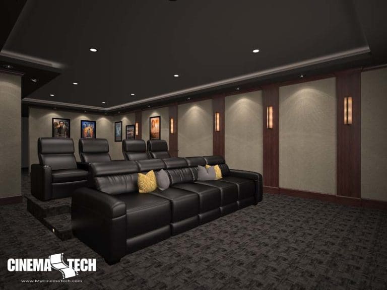 CinemaTech Luxury Home Theater interior design with luxury home theater seating and home theater acoustical treatment