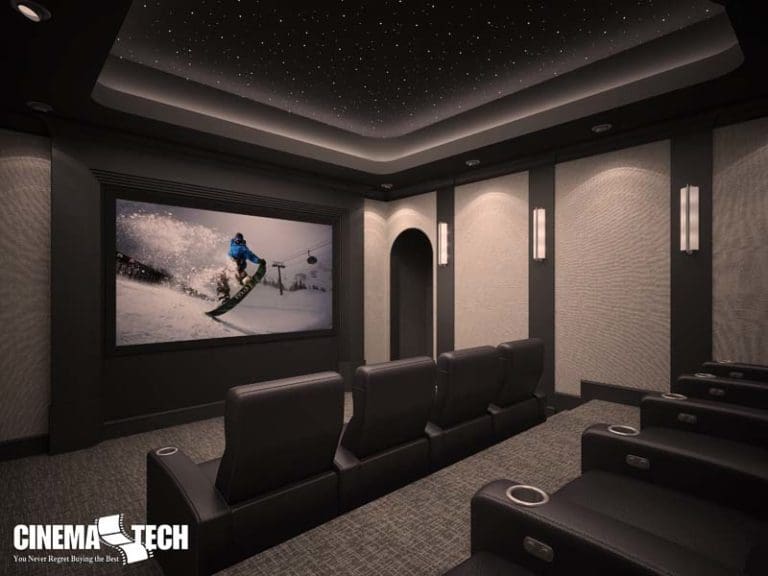 CinemaTech Luxury Home Theater interior design with luxury home theater seating and home theater acoustical treatment