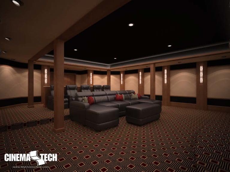 CinemaTech Luxury Home Theater interior design with luxury home theater seating and home theater acoustical treatment