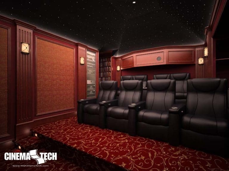 CinemaTech Luxury Home Theater interior design with luxury home theater seating and home theater acoustical treatment