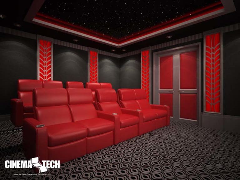 CinemaTech Luxury Home Theater interior design with luxury home theater seating and home theater acoustical treatment