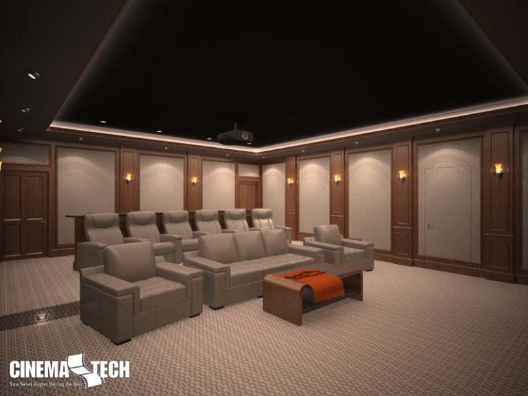 CinemaTech Luxury Home Theater interior design with luxury home theater seating and home theater acoustical treatment