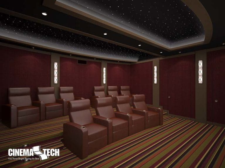 CinemaTech Luxury Home Theater interior design with luxury home theater seating and home theater acoustical treatment