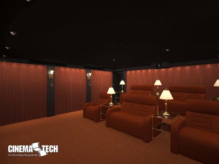 CinemaTech Luxury Home Theater interior design with luxury home theater seating and home theater acoustical treatment